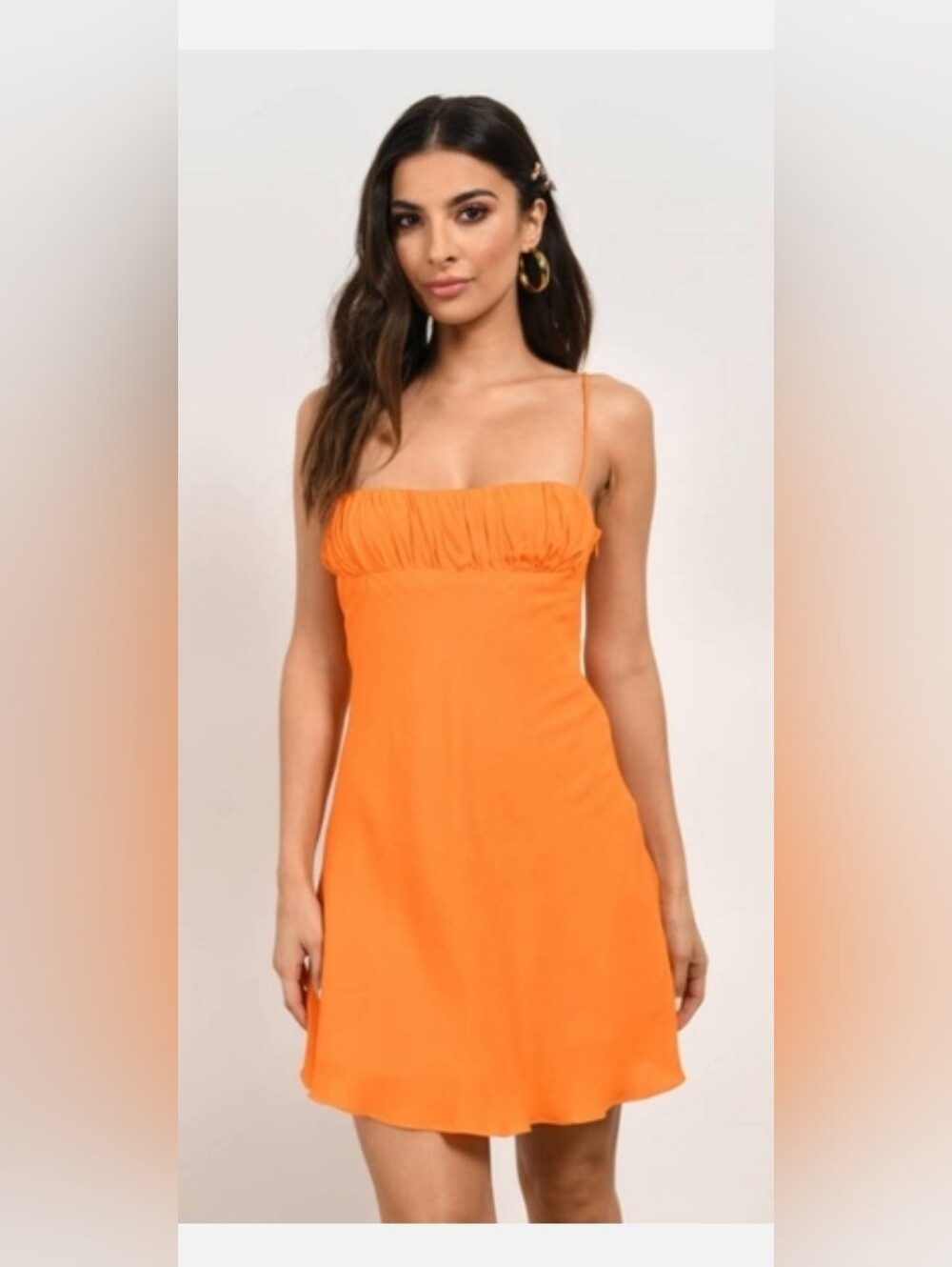 NWT! Olivaceous Fall Y2k Orange Ruched Women's Halloween Mini Party Dress Medium